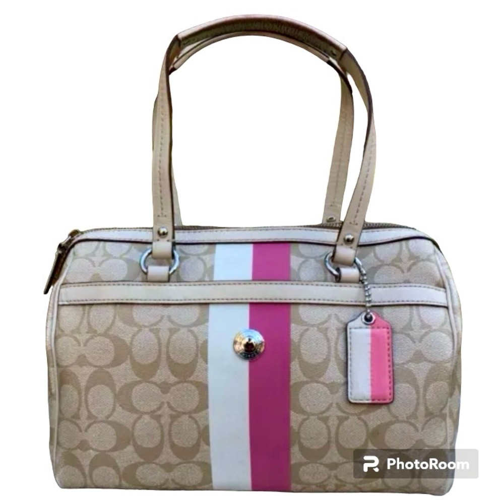 Coach Heritage Stripe Zip Satchel